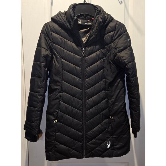 Spyder Kids L 12/14 Jacket Large Black Boundless Quilted Puffer Coat Packable - Picture 1 of 11